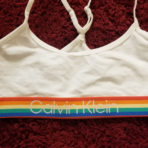 Calvin Klein Girl's Rainbow Logo Racerback Bralette - Picture 3 of 6